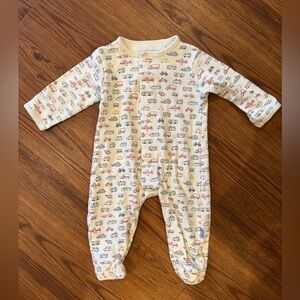 Simply Magnetic Me Cream Baby Footie with Vehicle Print